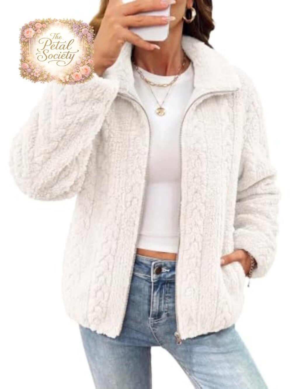 Women's Full Zip Fleece Winter Jacket Warm Casual Outerwear Coat